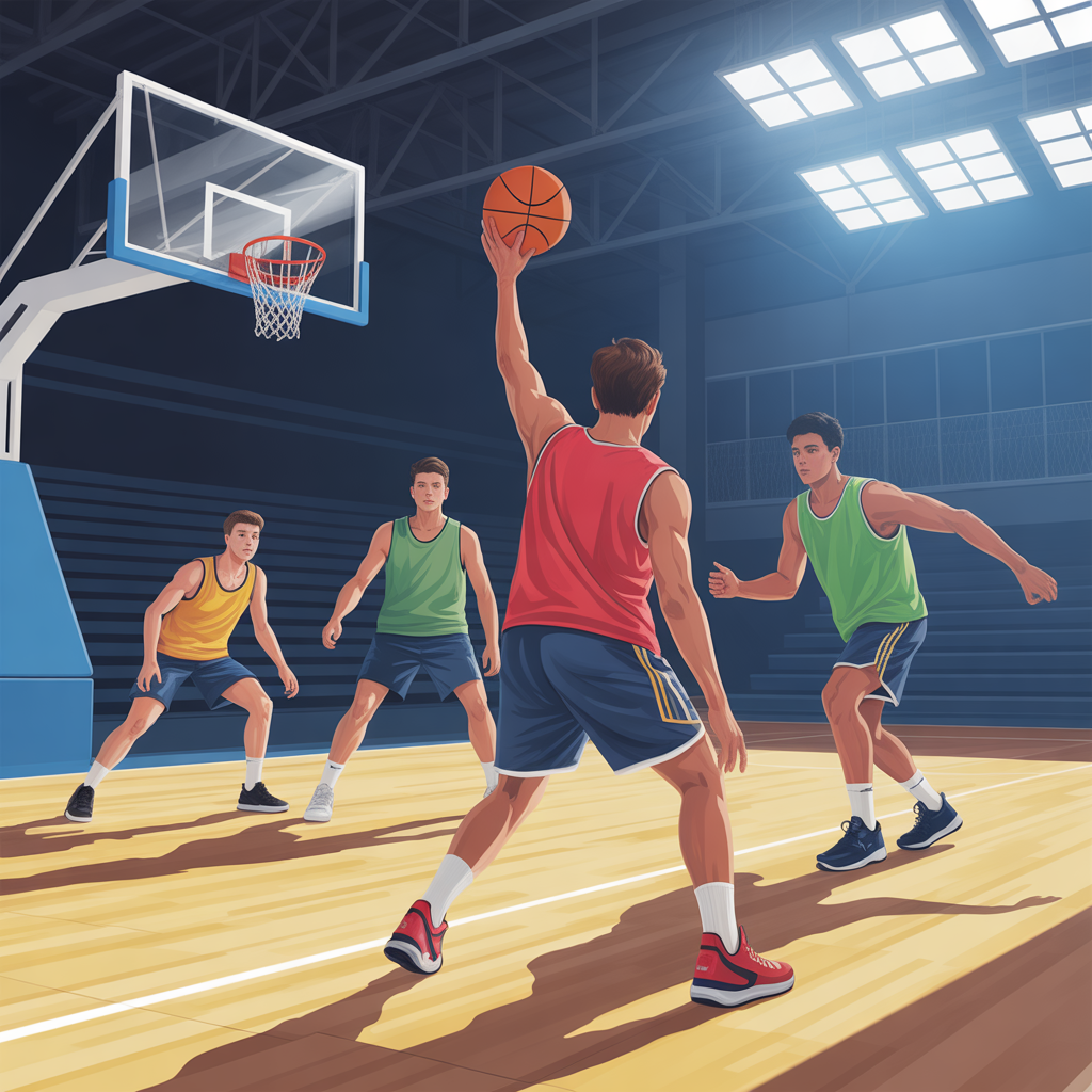 Entrenamiento dinÃ¡mico de baloncesto con alto contraste
